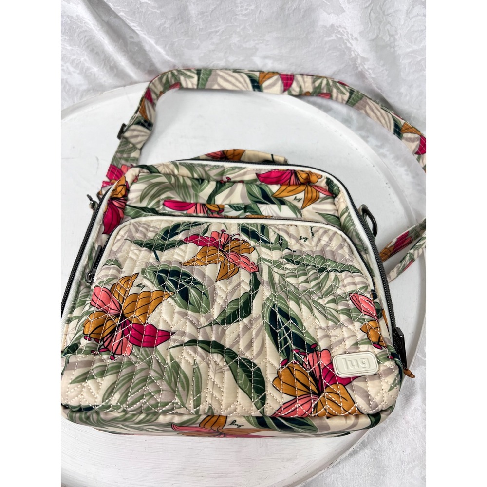 Lug Ranger Crossbody Bag Tropical Floral Quilted Multi-Pocket Shoulder Bag